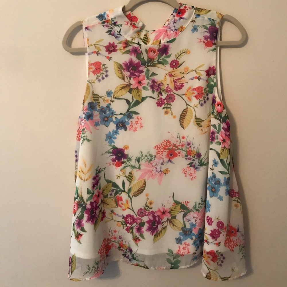Multicolor, mock neck tank